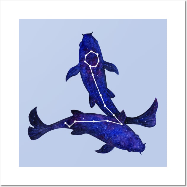 Astrological sign Pisces constellation Wall Art by Savousepate